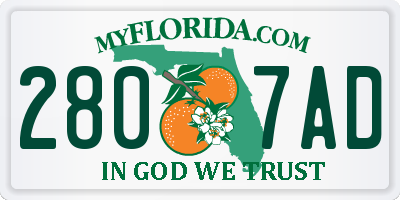 FL license plate 2807AD