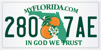 FL license plate 2807AE