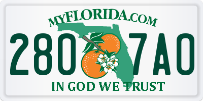 FL license plate 2807AO