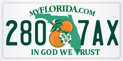FL license plate 2807AX