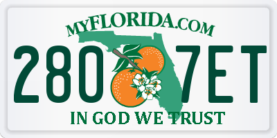 FL license plate 2807ET