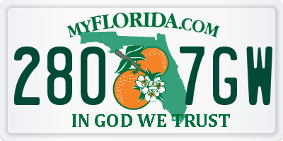 FL license plate 2807GW