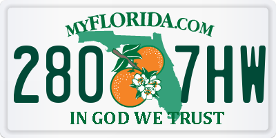 FL license plate 2807HW