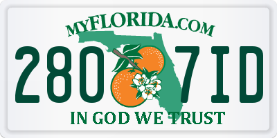 FL license plate 2807ID