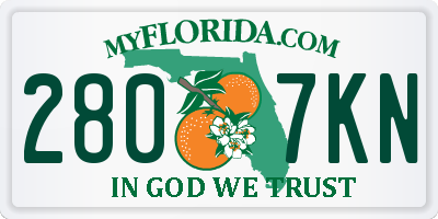 FL license plate 2807KN