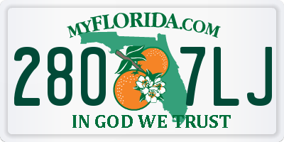 FL license plate 2807LJ