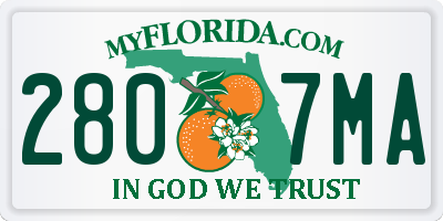 FL license plate 2807MA