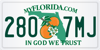 FL license plate 2807MJ