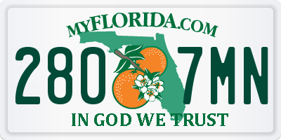 FL license plate 2807MN