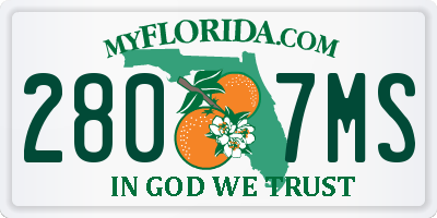 FL license plate 2807MS