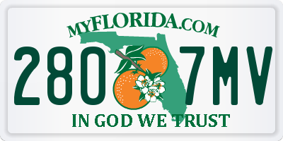 FL license plate 2807MV