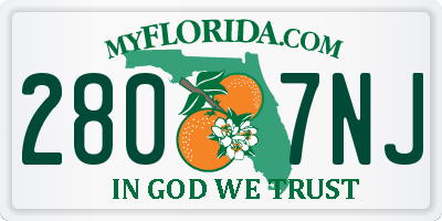 FL license plate 2807NJ