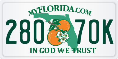 FL license plate 2807OK