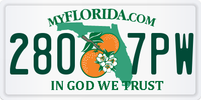 FL license plate 2807PW