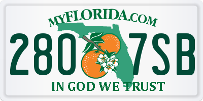 FL license plate 2807SB