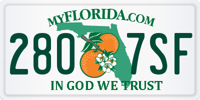 FL license plate 2807SF