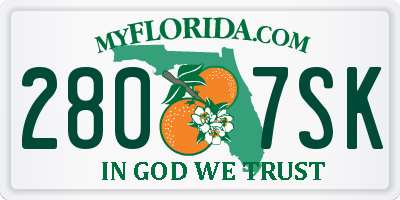 FL license plate 2807SK