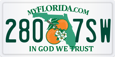 FL license plate 2807SW