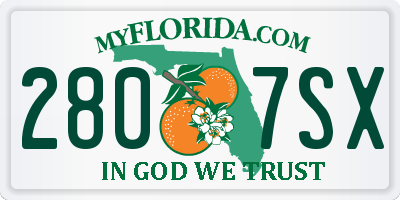 FL license plate 2807SX