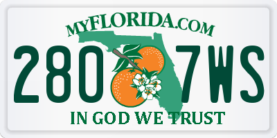 FL license plate 2807WS