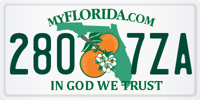 FL license plate 2807ZA