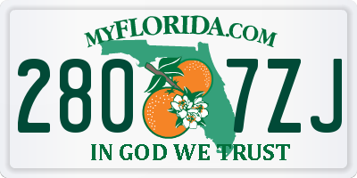 FL license plate 2807ZJ