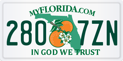 FL license plate 2807ZN