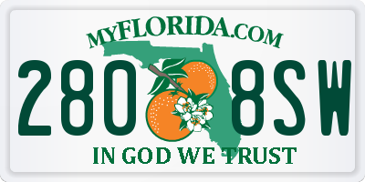 FL license plate 2808SW