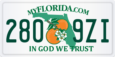 FL license plate 2809ZI