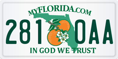 FL license plate 2810AA