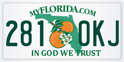 FL license plate 2810KJ