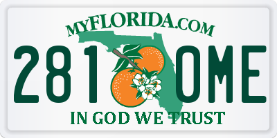 FL license plate 2810ME