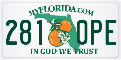 FL license plate 2810PE