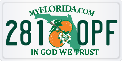 FL license plate 2810PF