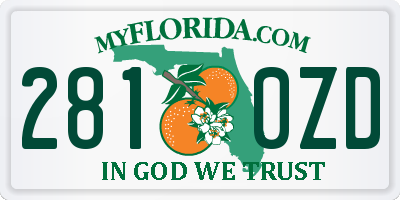 FL license plate 2810ZD