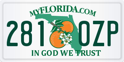 FL license plate 2810ZP