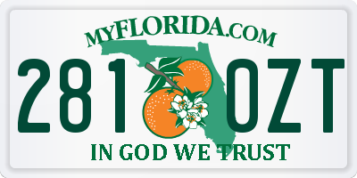 FL license plate 2810ZT