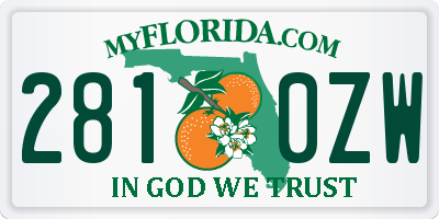 FL license plate 2810ZW