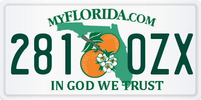 FL license plate 2810ZX