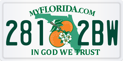 FL license plate 2812BW