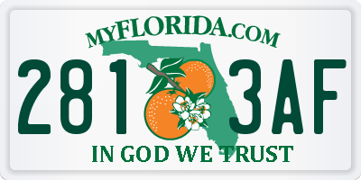 FL license plate 2813AF