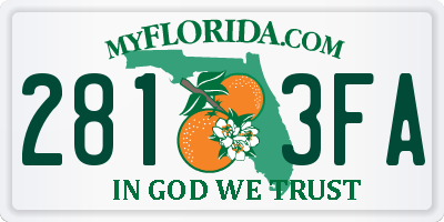 FL license plate 2813FA