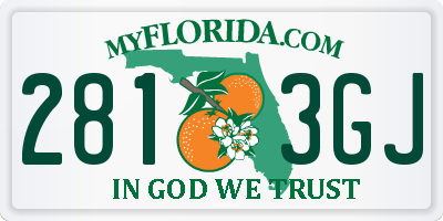 FL license plate 2813GJ