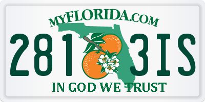 FL license plate 2813IS