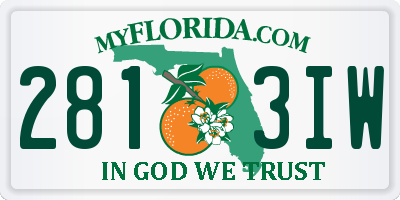 FL license plate 2813IW