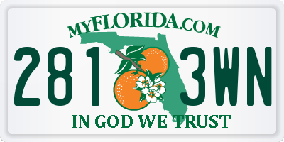 FL license plate 2813WN