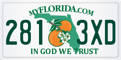 FL license plate 2813XD