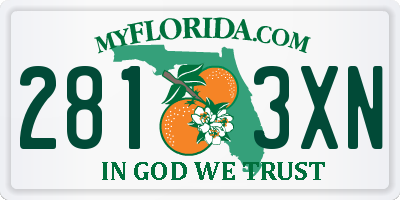 FL license plate 2813XN