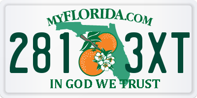 FL license plate 2813XT
