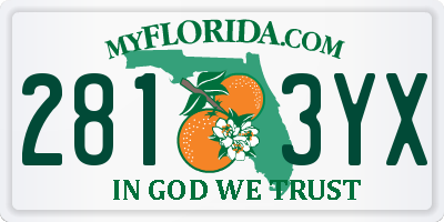FL license plate 2813YX
